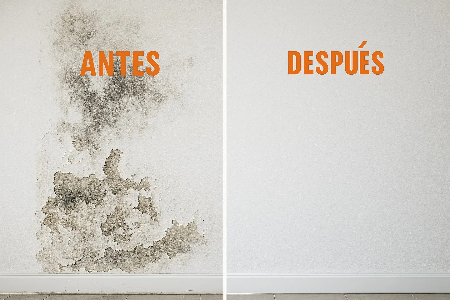 Antes y después tratamiento de humedad en Marbella